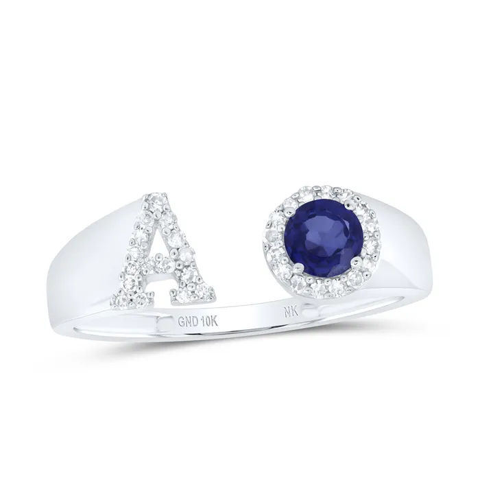 Rings GND 18CtwNat Dia Nk 4 Mm RdBs Synthetic Initial A Ladies Ring 165 grams