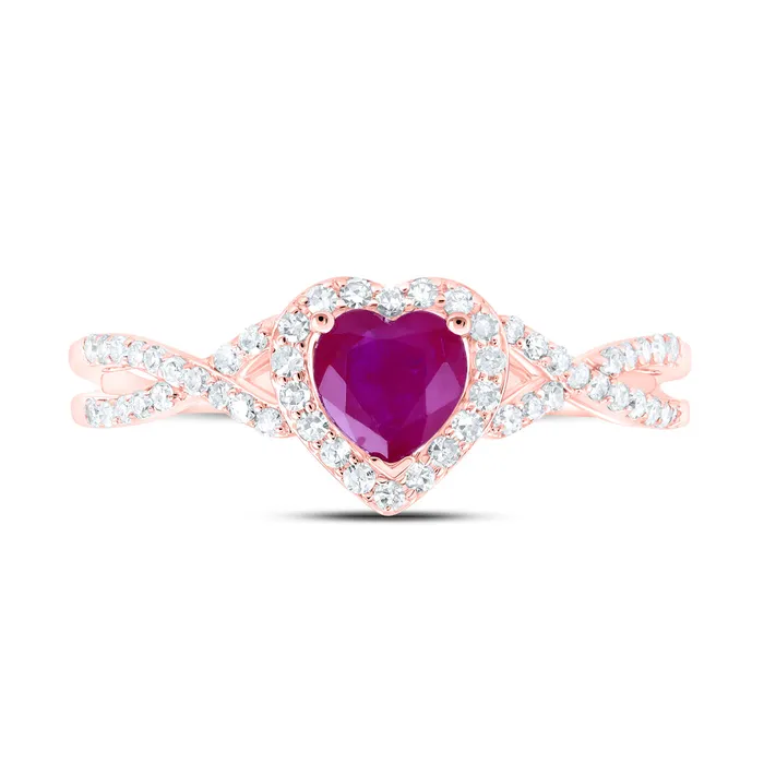 Rings GND 10Kt Rose Gold 14CtwDia Nk 5X5 Mm RubyHeart Nat Gem Ring 212 grams Rings GND 10Kt Rose Gold 14CtwDia Nk 5X5 Mm RubyHeart Nat Gem Ring 212 grams