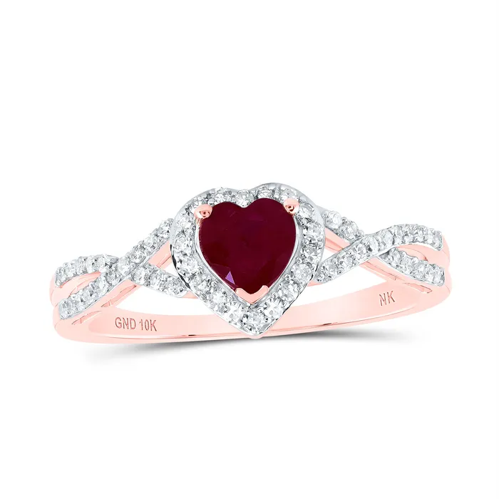 Rings GND 10Kt Rose Gold 14CtwDia Nk 5X5 Mm RubyHeart Nat Gem Ring 212 grams
