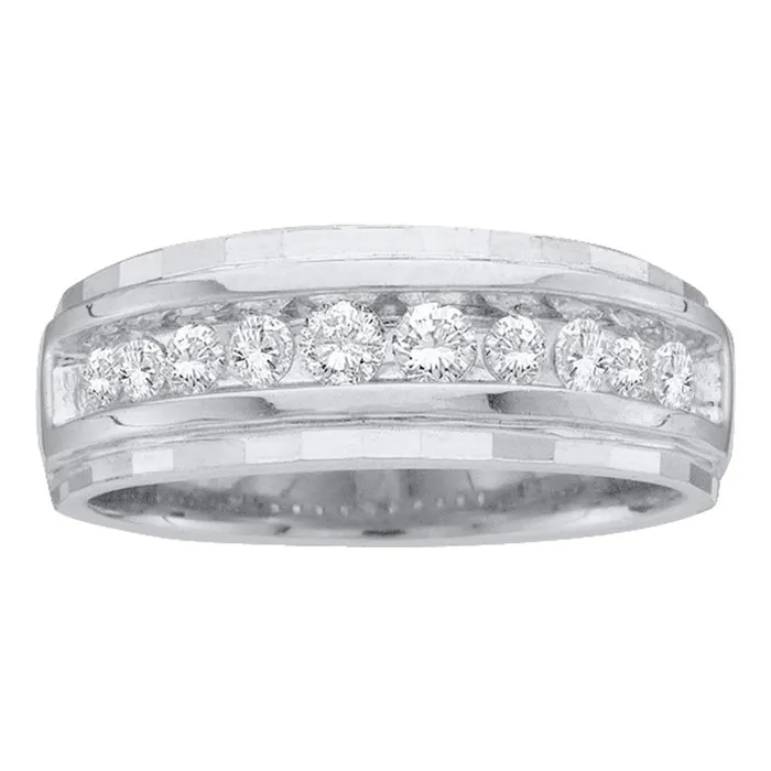Rings GND 10Kt White Gold 12Ct Diamond Fashion Mens Band 384 grams