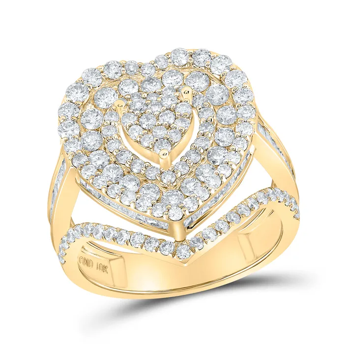 Rings GND 10Kt Yellow Gold 2 13CtwDia Cn Heart Ring 48 grams