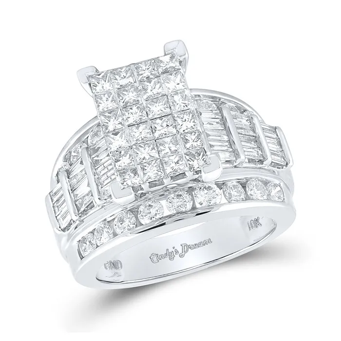 Rings GND Gold Cluster Bridal Wedding Engagement Ring 3 Cttw Princess Natural Diamond Womens 1202 grams Rings GND Gold Cluster Bridal Wedding Engagement Ring 3 Cttw Princess Natural Diamond Womens 1202 grams