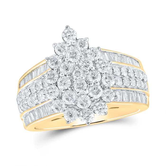 Rings GND Gold Cluster Ring 2 Cttw Round Natural Diamond Womens 679 grams Rings GND Gold Cluster Ring 2 Cttw Round Natural Diamond Womens 679 grams