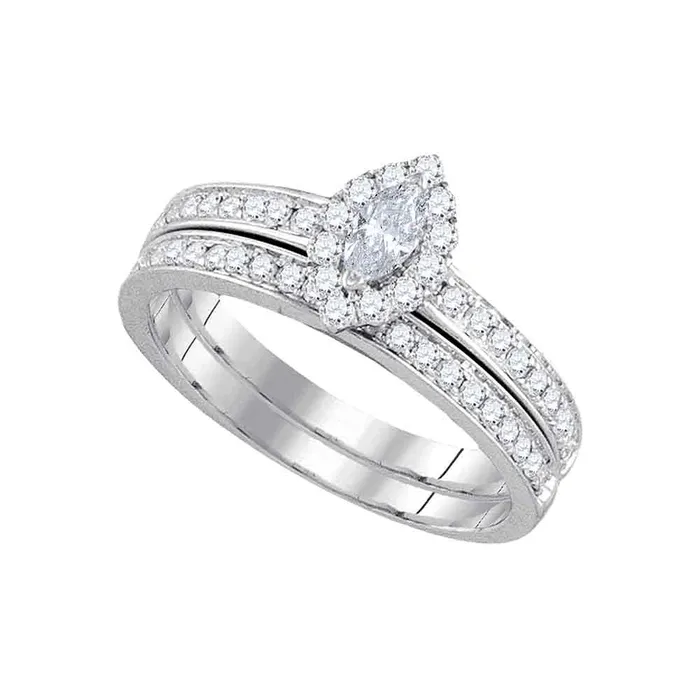 Rings GND Gold Solitaire Bridal Wedding Ring Band Set 58 Cttw Marquise Natural Diamond Womens 375 grams Rings GND Gold Solitaire Bridal Wedding Ring Band Set 58 Cttw Marquise Natural Diamond Womens 375 grams