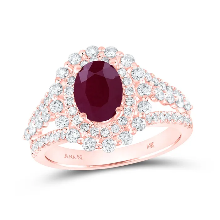 Rings GND Gold Solitaire Ring 212 Cttw Oval Ruby Womens 466 grams
