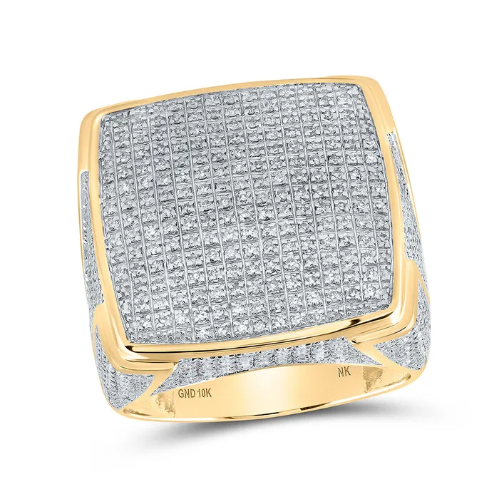Rings GND Gold Square Ring 158 Cttw Round Natural Diamond Mens 148 grams Rings GND Gold Square Ring 158 Cttw Round Natural Diamond Mens 148 grams