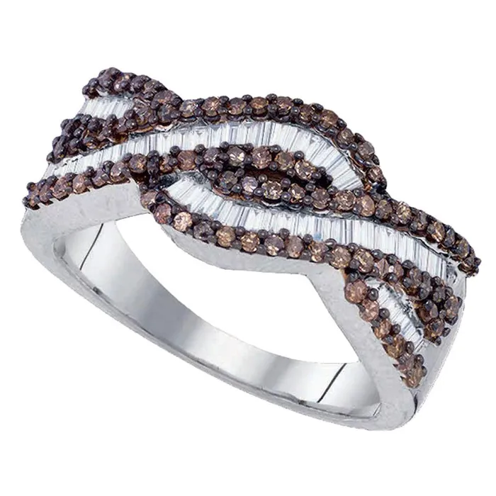 Rings GND Sterling Silver Band Ring 34 Cttw Round Brown Diamond Womens 468 grams Rings GND Sterling Silver Band Ring 34 Cttw Round Brown Diamond Womens 468 grams