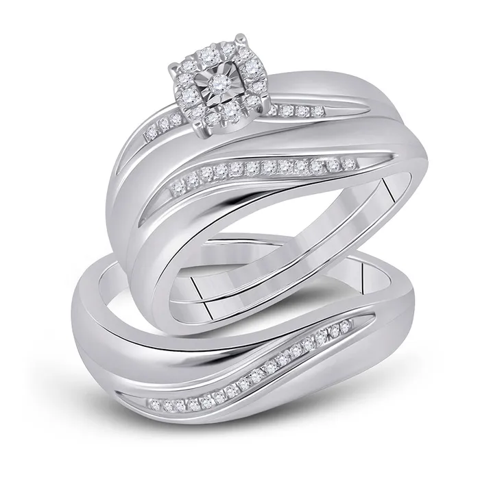 Rings GND Sterling Silver Solitaire Matching Wedding Set 15 Cttw Round Natural Diamond His Hers Rings GND Sterling Silver Solitaire Matching Wedding Set 15 Cttw Round Natural Diamond His Hers