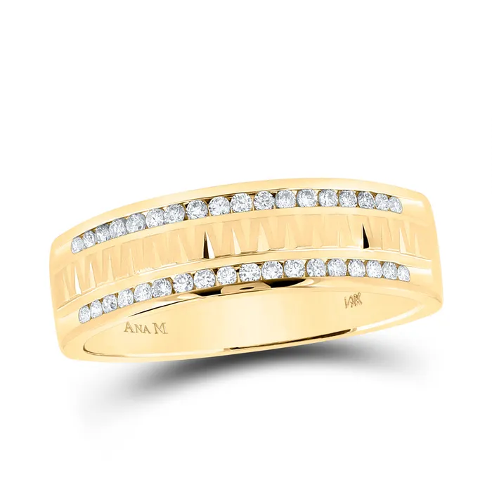 Rings Gold Band Wedding Ring 14 Cttw Round Natural Diamond Mens 55 grams GND Rings Gold Band Wedding Ring 14 Cttw Round Natural Diamond Mens 55 grams GND