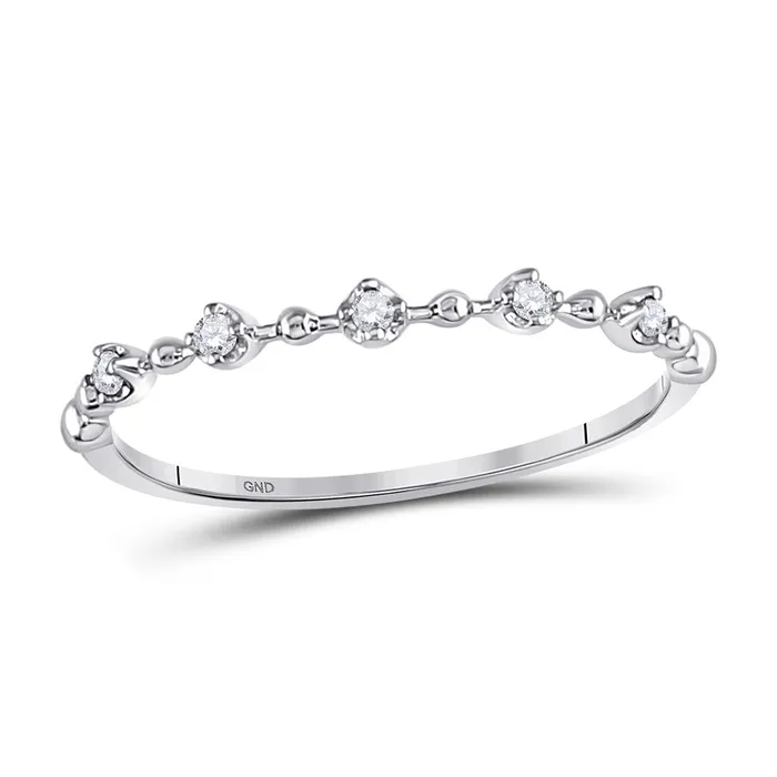 Rings Gold Bead Dot Stackable Stackable Band Ring 120 Cttw Round Natural Diamond Womens 058 grams GND Rings Gold Bead Dot Stackable Stackable Band Ring 120 Cttw Round Natural Diamond Womens 058 grams GND