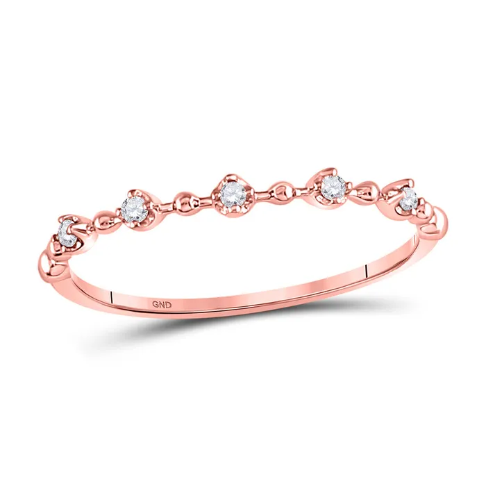 Rings Gold Bead Dot Stackable Stackable Band Ring 120 Cttw Round Natural Diamond Womens 058 grams GND