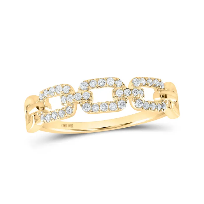 Rings Gold Link Stackable Band Ring 15 Cttw Round Natural Diamond Womens 179 grams GND