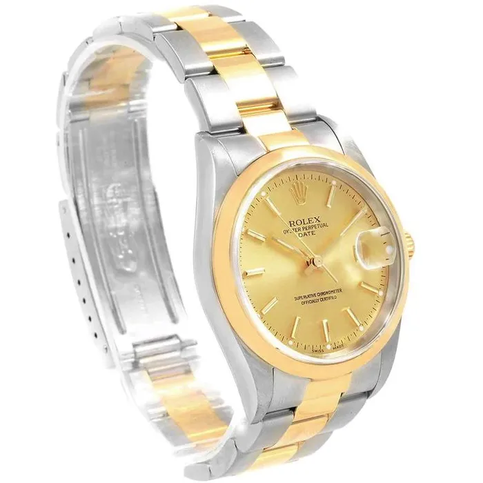 Rings Ladies Rolex 26mm DateJust 18K Two Tone Watch with Champagne Dial and Smooth Bezel PreOwned Rolex