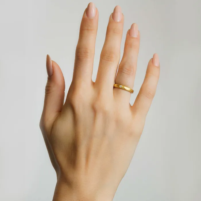 Rings Lika Behar Lika Behar Sterling Silver Hammered Single Diamond Stockholm Ring