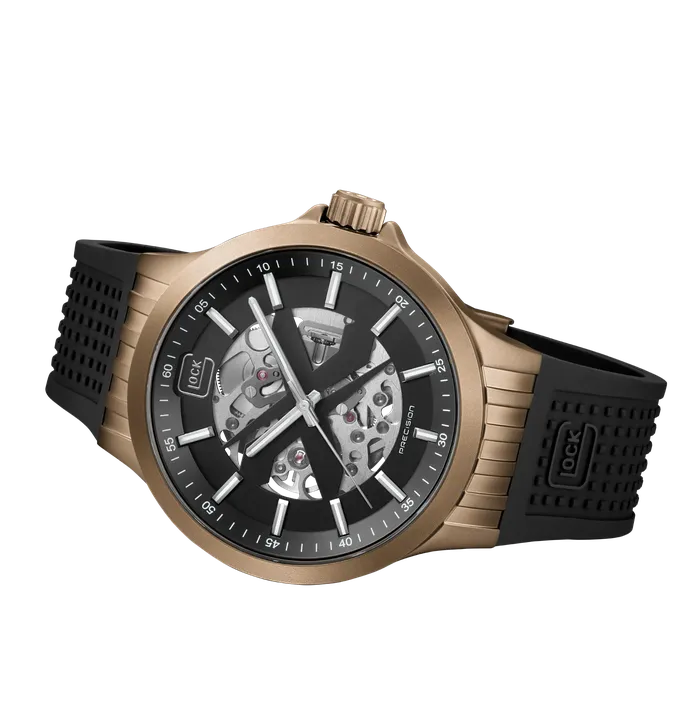 Rings Mens Automatic Watch in Coyote Black with Silicone Band Glock