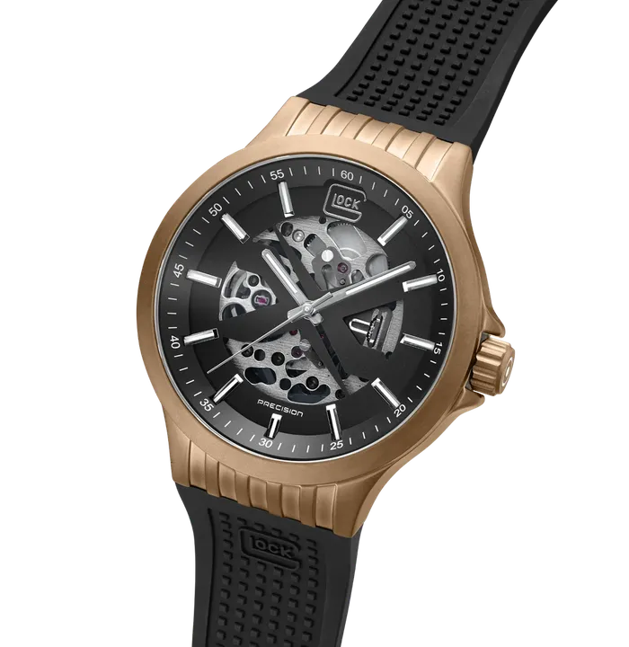 Rings Mens Automatic Watch in Coyote Black with Silicone Band Glock