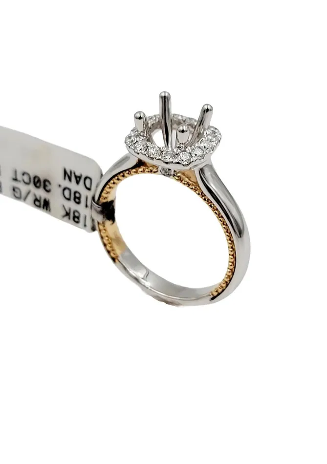 Rings Monaco Jewelers 18k Two Tone Semi Mount Ring White and Rose gold