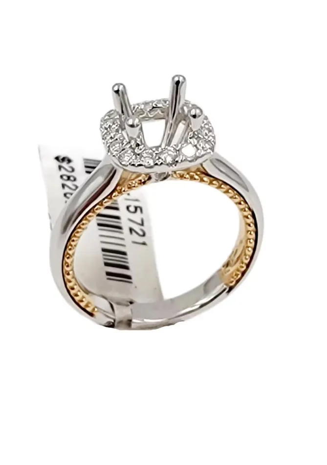 Rings Monaco Jewelers 18k Two Tone Semi Mount Ring White and Rose gold Rings Monaco Jewelers 18k Two Tone Semi Mount Ring White and Rose gold