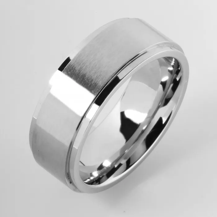 Rings Nakoa Cobalt Double Ring Flat Brushed Wedding Ring 8mm