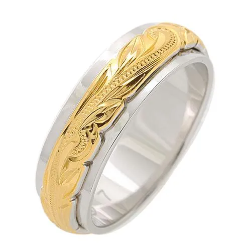 Rings Nakoa Sterling Silver TwoTone Yellow Gold and Rhodium Plated Double Ring 64mm Thick Rings Nakoa Sterling Silver TwoTone Yellow Gold and Rhodium Plated Double Ring 64mm Thick