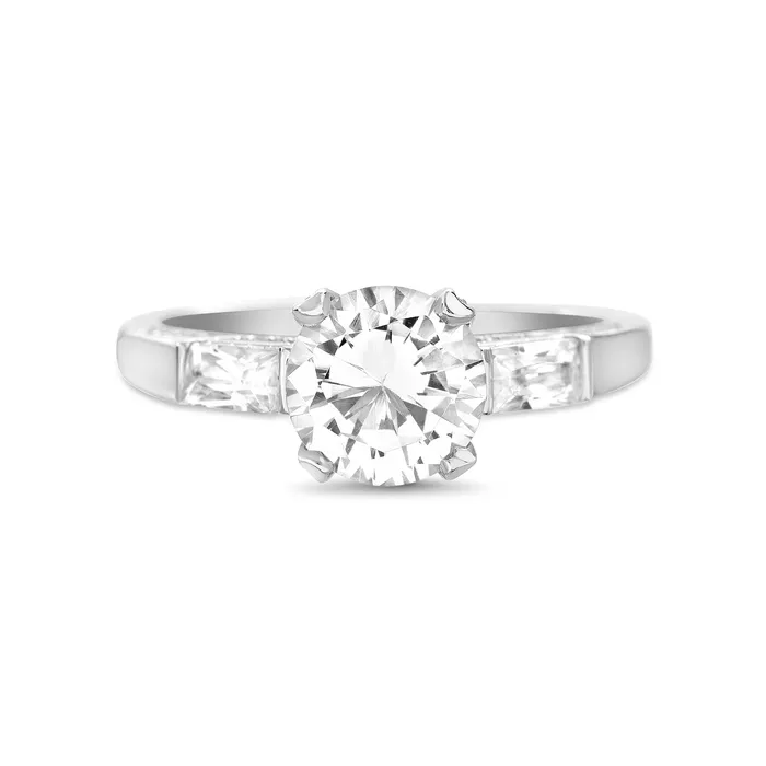 Rings Noblepack CA Sterling Silver Round CZ Pronged Engagement Ring