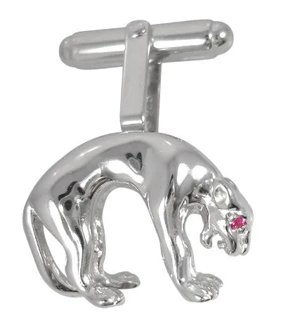 Rings Panther Cufflinks in Sterling Silver with Ruby Eyes Antique Jewelry Mall Rings Panther Cufflinks in Sterling Silver with Ruby Eyes Antique Jewelry Mall