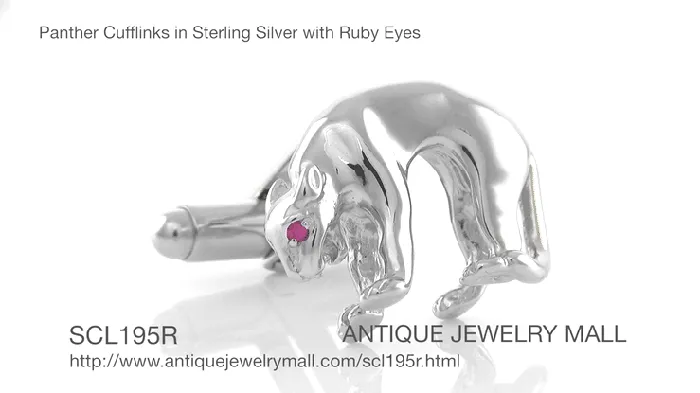 Rings Panther Cufflinks in Sterling Silver with Ruby Eyes Antique Jewelry Mall Rings Panther Cufflinks in Sterling Silver with Ruby Eyes Antique Jewelry Mall
