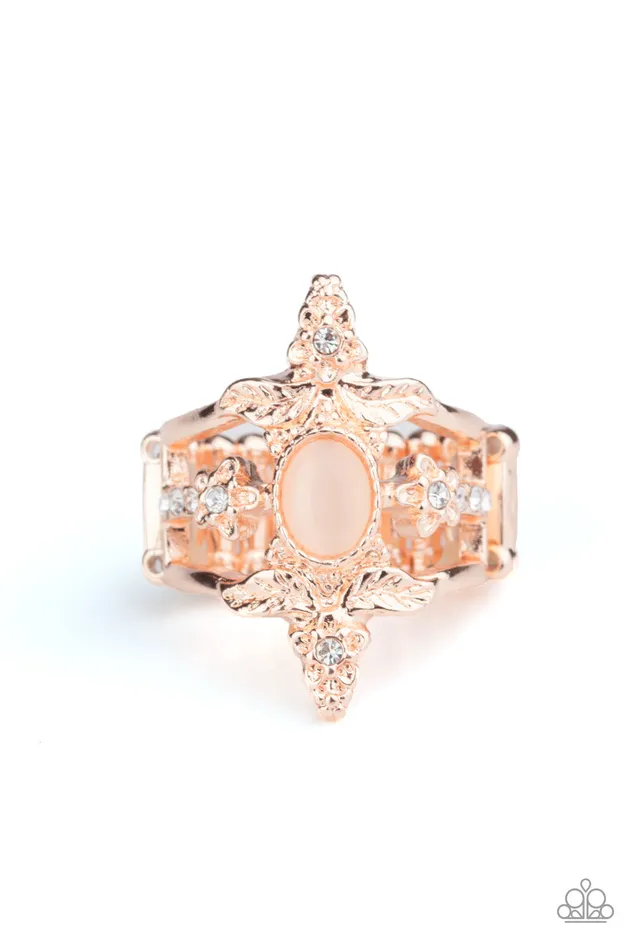 Rings Paparazzi Accessories Fleur de Fancy Rose Gold Peach Cats Eye Stone Ring Paparazzi Rings Paparazzi Accessories Fleur de Fancy Rose Gold Peach Cats Eye Stone Ring Paparazzi