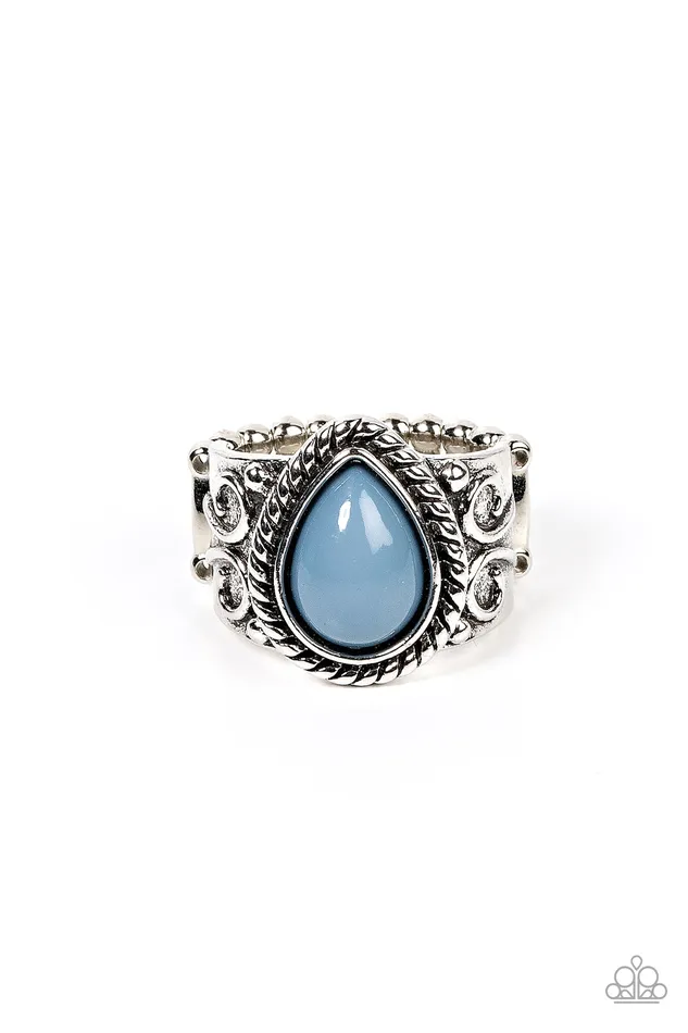 Rings Paparazzi Accessories Maritime Mirage Blue Bead Silver Teadrop Ring Paparazzi Rings Paparazzi Accessories Maritime Mirage Blue Bead Silver Teadrop Ring Paparazzi