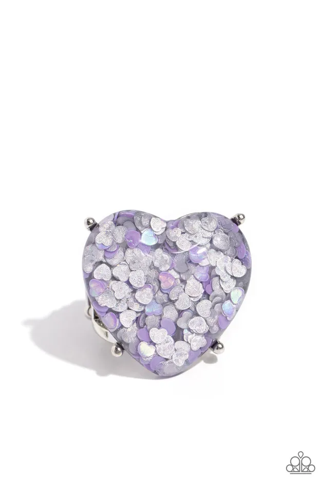 Rings Paparazzi Accessories Patterned Promenade Silver and Purple Heart Ring Paparazzi Rings Paparazzi Accessories Patterned Promenade Silver and Purple Heart Ring Paparazzi