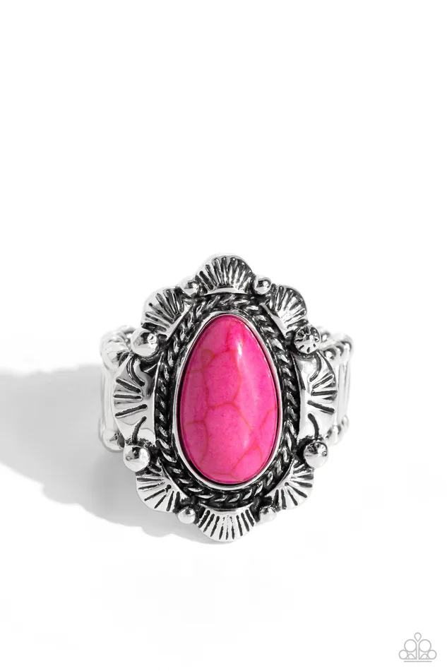 Rings Paparazzi Accessories SCALLOPED in Stone Pink Stone Silver Ring Paparazzi Rings Paparazzi Accessories SCALLOPED in Stone Pink Stone Silver Ring Paparazzi