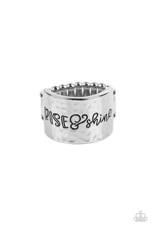Rings Paparazzi Accessories Sunrise Street Silver Rise and Shine Inspirational Ring Paparazzi Rings Paparazzi Accessories Sunrise Street Silver Rise and Shine Inspirational Ring Paparazzi