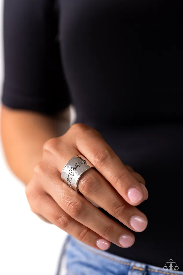 Rings Paparazzi Accessories Sunrise Street Silver Rise and Shine Inspirational Ring Paparazzi