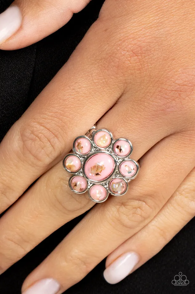 Rings Paparazzi Accessories Time to SHELLebrate Pink Iridescent Silver Ring Paparazzi