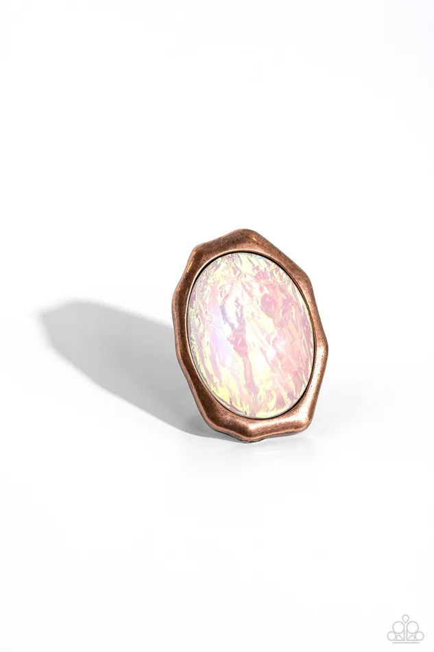 Rings Paparazzi Accessories Wrapped Wardrobe Copper Iridescent Oval Ring Paparazzi Rings Paparazzi Accessories Wrapped Wardrobe Copper Iridescent Oval Ring Paparazzi