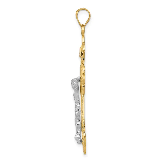 Rings Qgold 10k Twotone 28 mm Twotone INRI Jesus Crucifix Pendant 247 grams Rings Qgold 10k Twotone 28 mm Twotone INRI Jesus Crucifix Pendant 247 grams