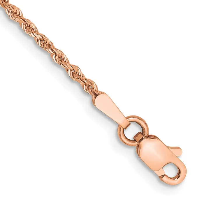 Rings Qgold 14k Rose Gold 15 mm Diamondcut Rope with Lobster Clasp Anklet 231 grams Rings Qgold 14k Rose Gold 15 mm Diamondcut Rope with Lobster Clasp Anklet 231 grams