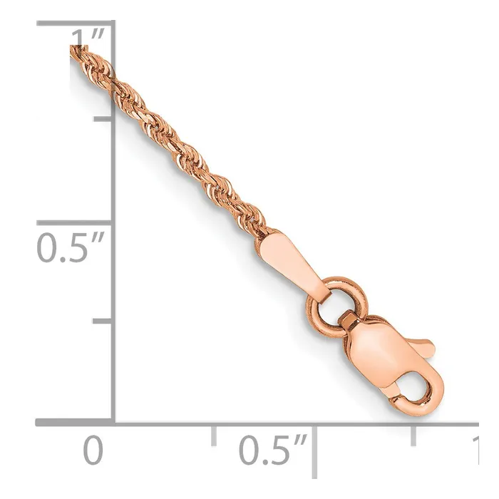 Rings Qgold 14k Rose Gold 15 mm Diamondcut Rope with Lobster Clasp Anklet 231 grams Rings Qgold 14k Rose Gold 15 mm Diamondcut Rope with Lobster Clasp Anklet 231 grams
