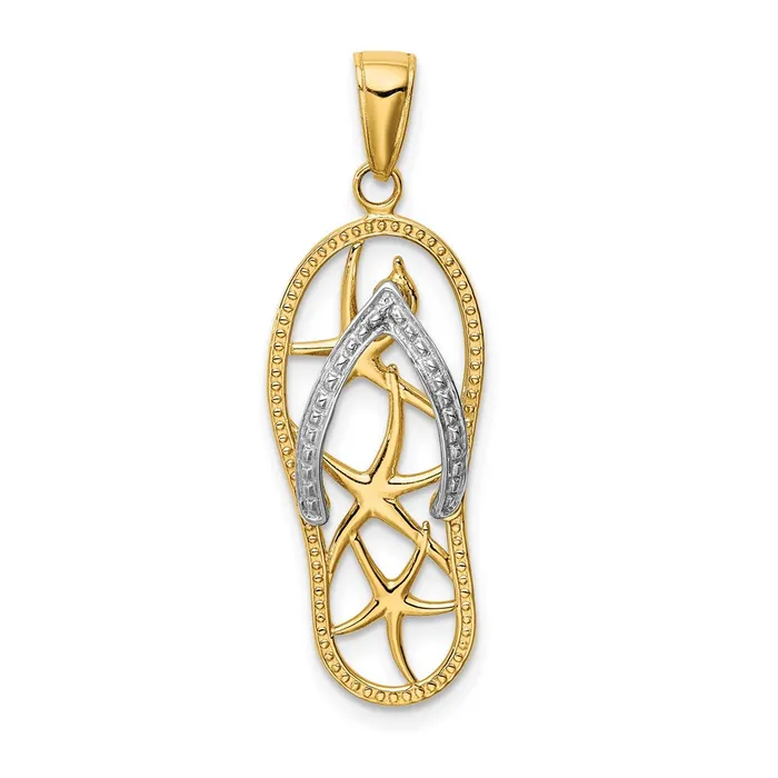Rings Qgold 14k Twotone 11 mm Twotone Starfish FlipFlop Pendant 155 grams Rings Qgold 14k Twotone 11 mm Twotone Starfish FlipFlop Pendant 155 grams