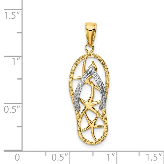 Rings Qgold 14k Twotone 11 mm Twotone Starfish FlipFlop Pendant 155 grams Rings Qgold 14k Twotone 11 mm Twotone Starfish FlipFlop Pendant 155 grams