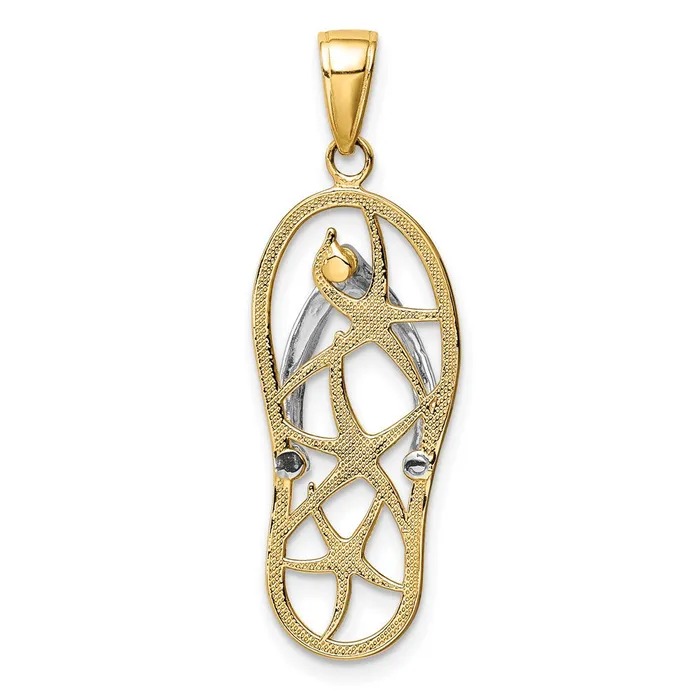 Rings Qgold 14k Twotone 11 mm Twotone Starfish FlipFlop Pendant 155 grams Rings Qgold 14k Twotone 11 mm Twotone Starfish FlipFlop Pendant 155 grams