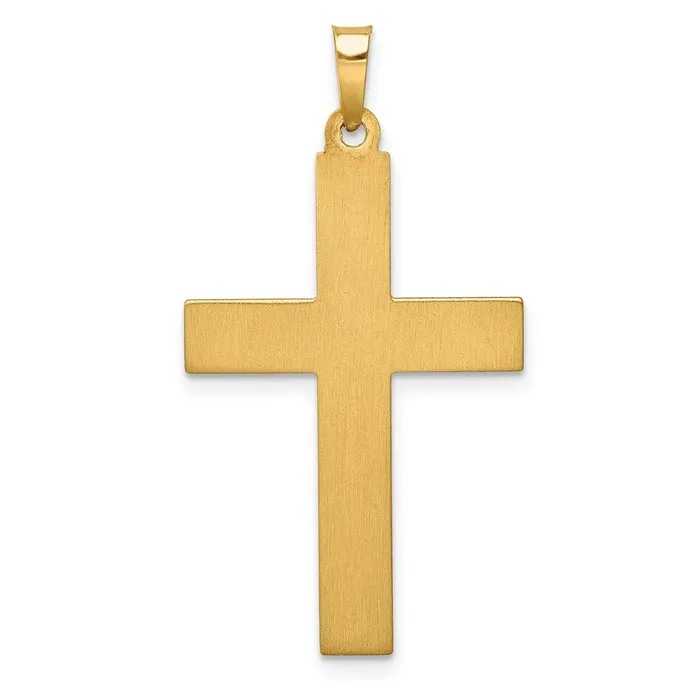 Rings Qgold 14k Twotone 18 mm Hollow Polished Textured Striped Latin Crucifix 108 grams
