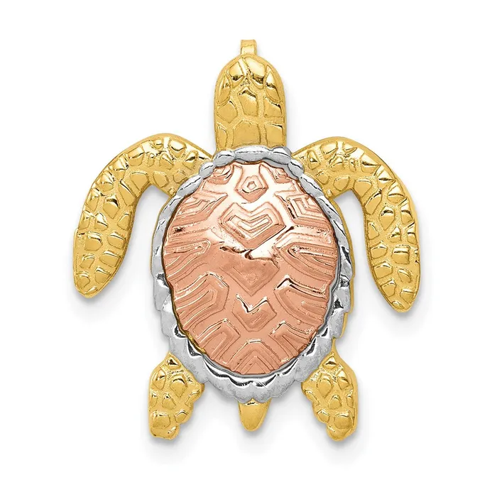 Rings Qgold 14k Twotone 18 mm Turtle Pendant Slide 141 grams
