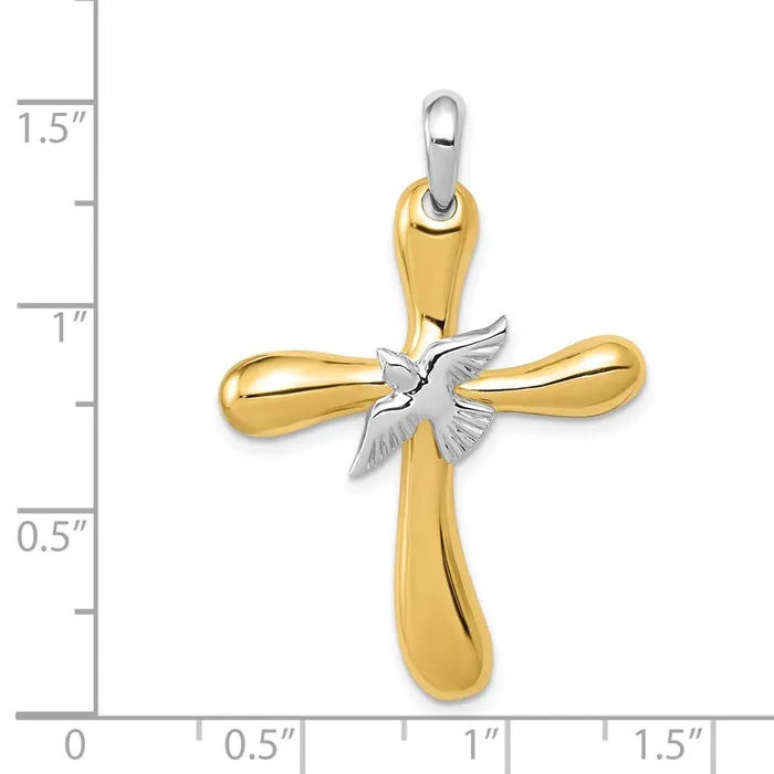 Rings Qgold 14k Twotone 26 mm Dove Cross Pendant 432 grams Rings Qgold 14k Twotone 26 mm Dove Cross Pendant 432 grams