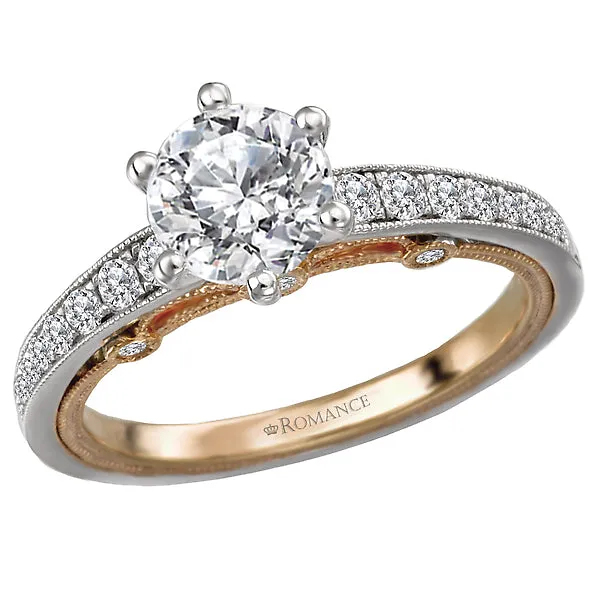 Rings Romance 14K Two Tone White Yellow Gold SemiMount Romance Collection Wedding Ring Rings Romance 14K Two Tone White Yellow Gold SemiMount Romance Collection Wedding Ring