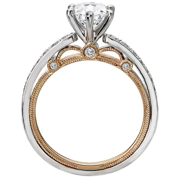 Rings Romance 14K Two Tone White Yellow Gold SemiMount Romance Collection Wedding Ring Rings Romance 14K Two Tone White Yellow Gold SemiMount Romance Collection Wedding Ring