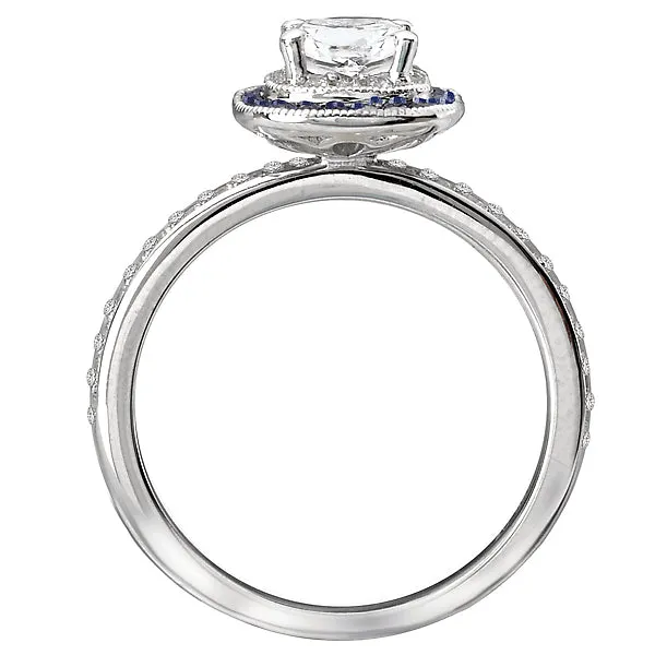 Rings Romance 14K White Gold Halo Semi Mount and Gemstone Romance Collection Wedding Ring Rings Romance 14K White Gold Halo Semi Mount and Gemstone Romance Collection Wedding Ring