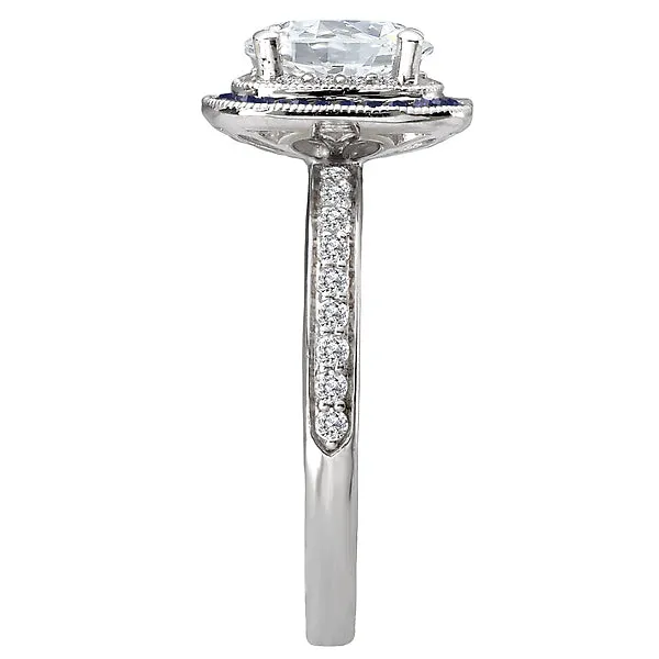 Rings Romance 14K White Gold Halo Semi Mount and Gemstone Romance Collection Wedding Ring Rings Romance 14K White Gold Halo Semi Mount and Gemstone Romance Collection Wedding Ring