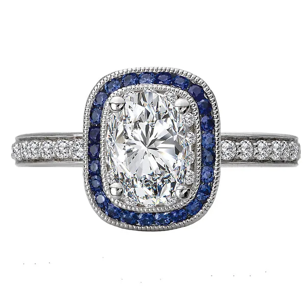 Rings Romance 14K White Gold Halo Semi Mount and Gemstone Romance Collection Wedding Ring Rings Romance 14K White Gold Halo Semi Mount and Gemstone Romance Collection Wedding Ring
