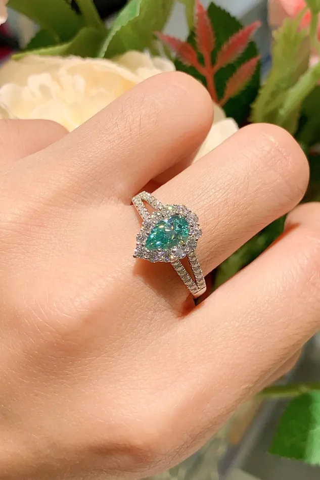 Rings Trendsi 1 Carat Moissanite 925 Sterling Silver Ring